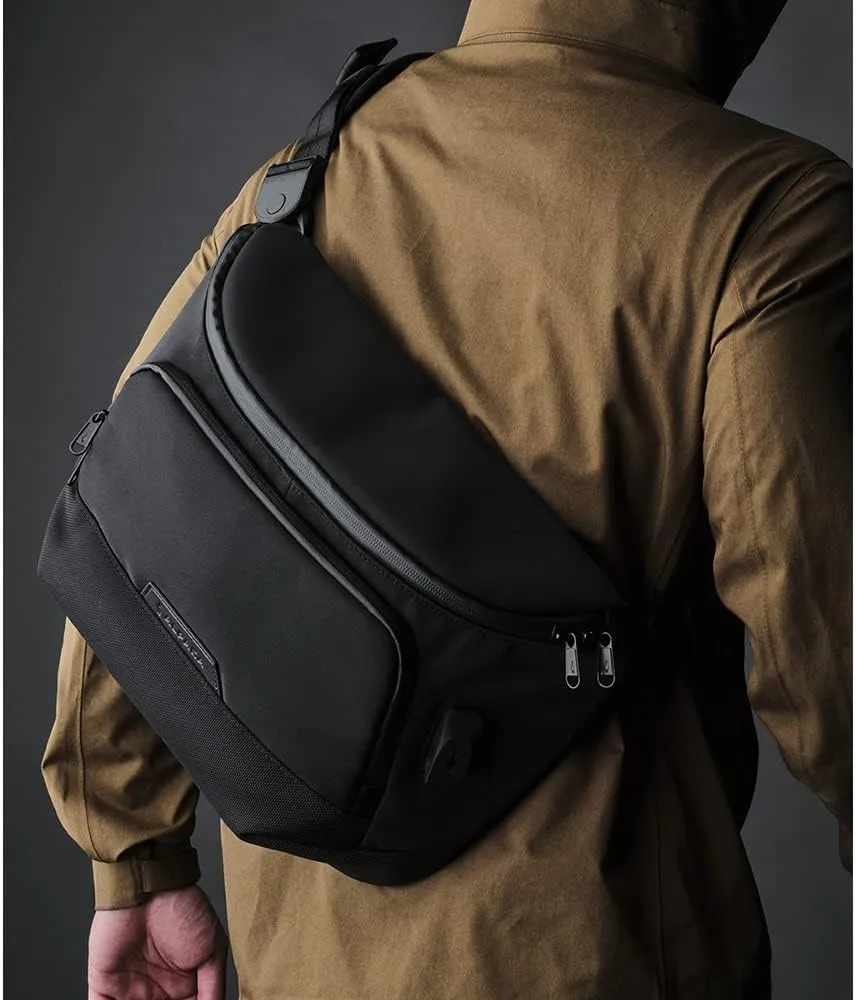 ALPAKA Bravo Sling Max, RFID Blocking Weatherproof Sling Bag for Men with Maglockz Buckle,10L Laptop Bag with Luggage Sleeve