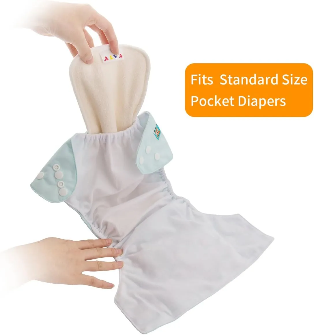 ALVABABY 12PCS Cloth Diaper Inserts - 4-Layer Super Soft Inserts for Diapers and Covers