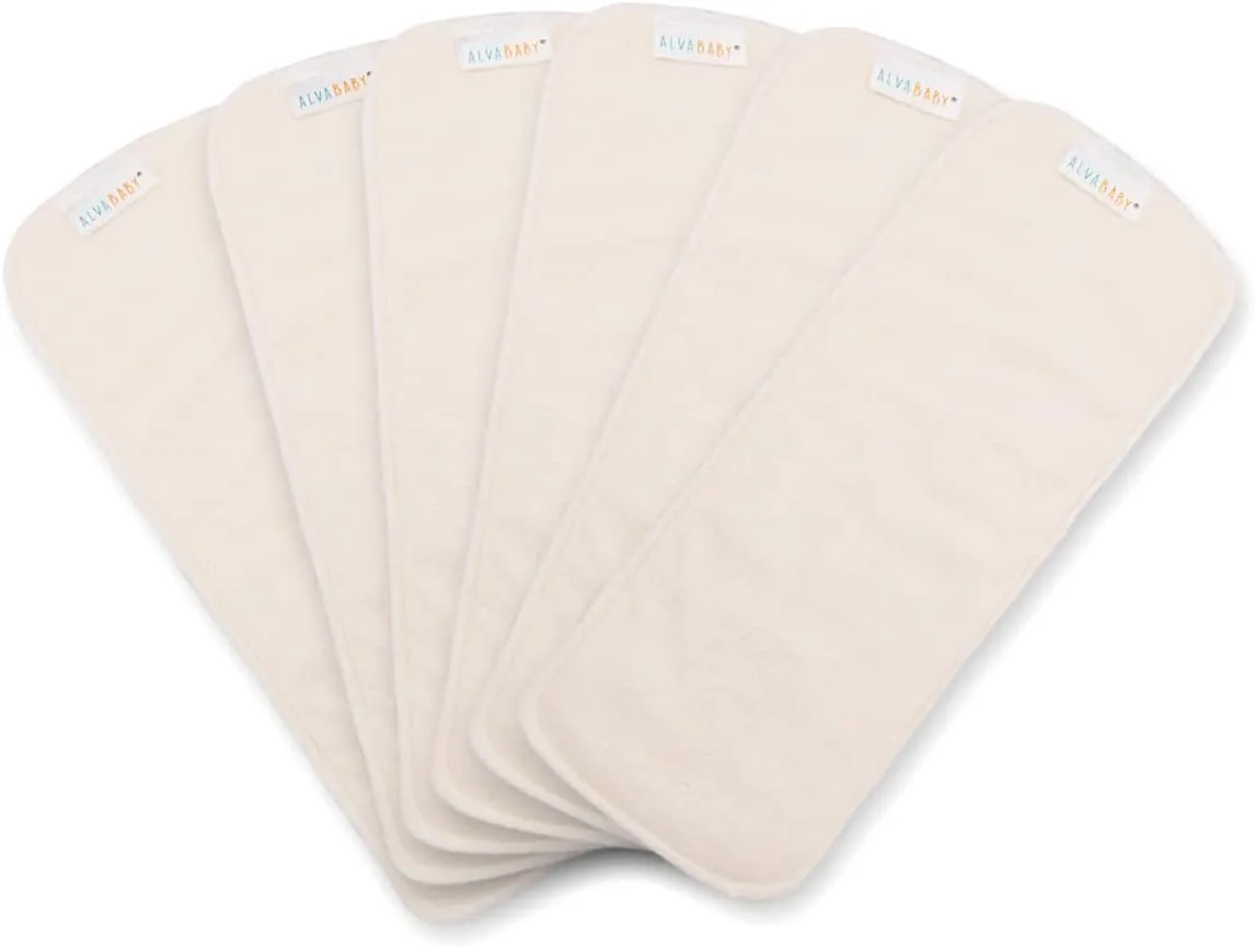 ALVABABY 6PCS Cloth Diaper Inserts - 5-Layer Super Soft Inserts for Diapers and Covers