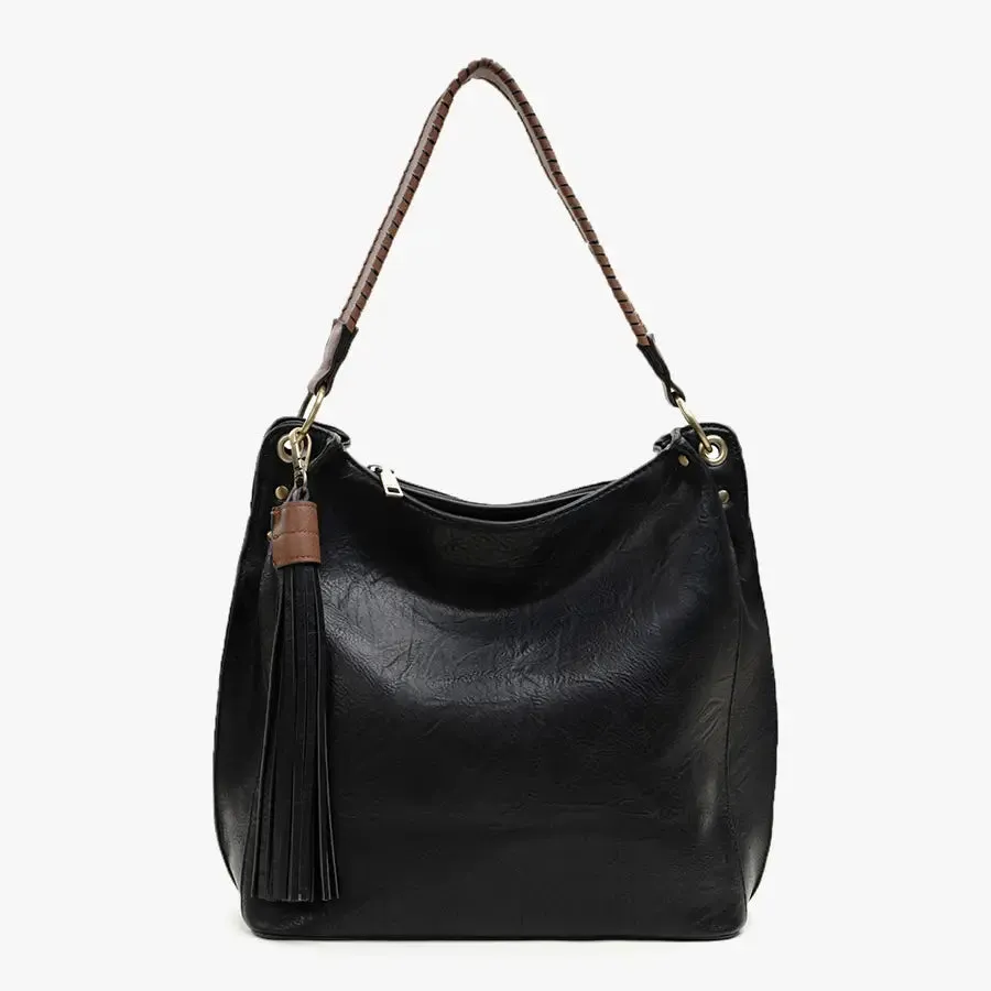 Amber 3-Compartment Hobo Bag in Black or Brown