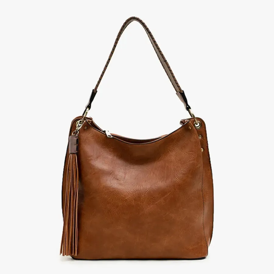 Amber 3-Compartment Hobo Bag in Black or Brown