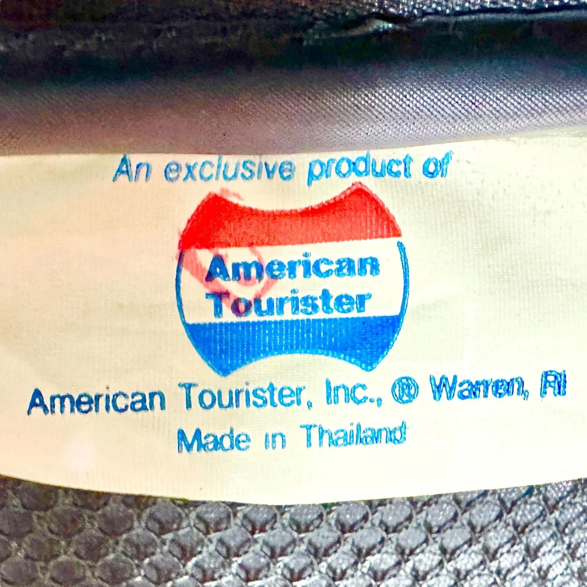 American Tourister Dark Blue Rolling Suitcase With Padlock & Key Vintage Luggage
