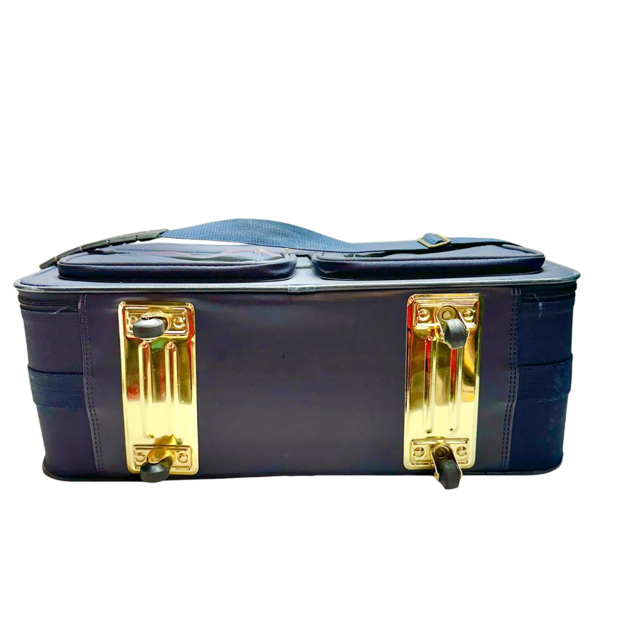 American Tourister Dark Blue Rolling Suitcase With Padlock & Key Vintage Luggage