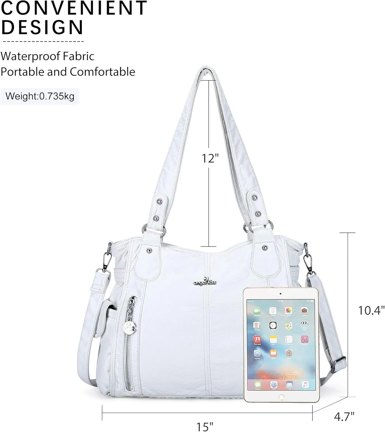 Angel Kiss Handbags for Womens Top-Handle Hobo Purse Roomy Casual Shoulder Bags PU Tote Satchel Purse for Women