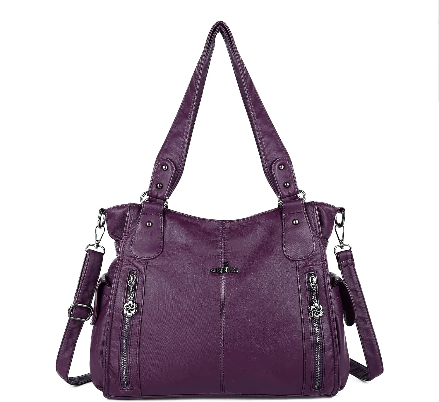 Angel Kiss Handbags for Womens Top-Handle Hobo Purse Roomy Casual Shoulder Bags PU Tote Satchel Purse for Women