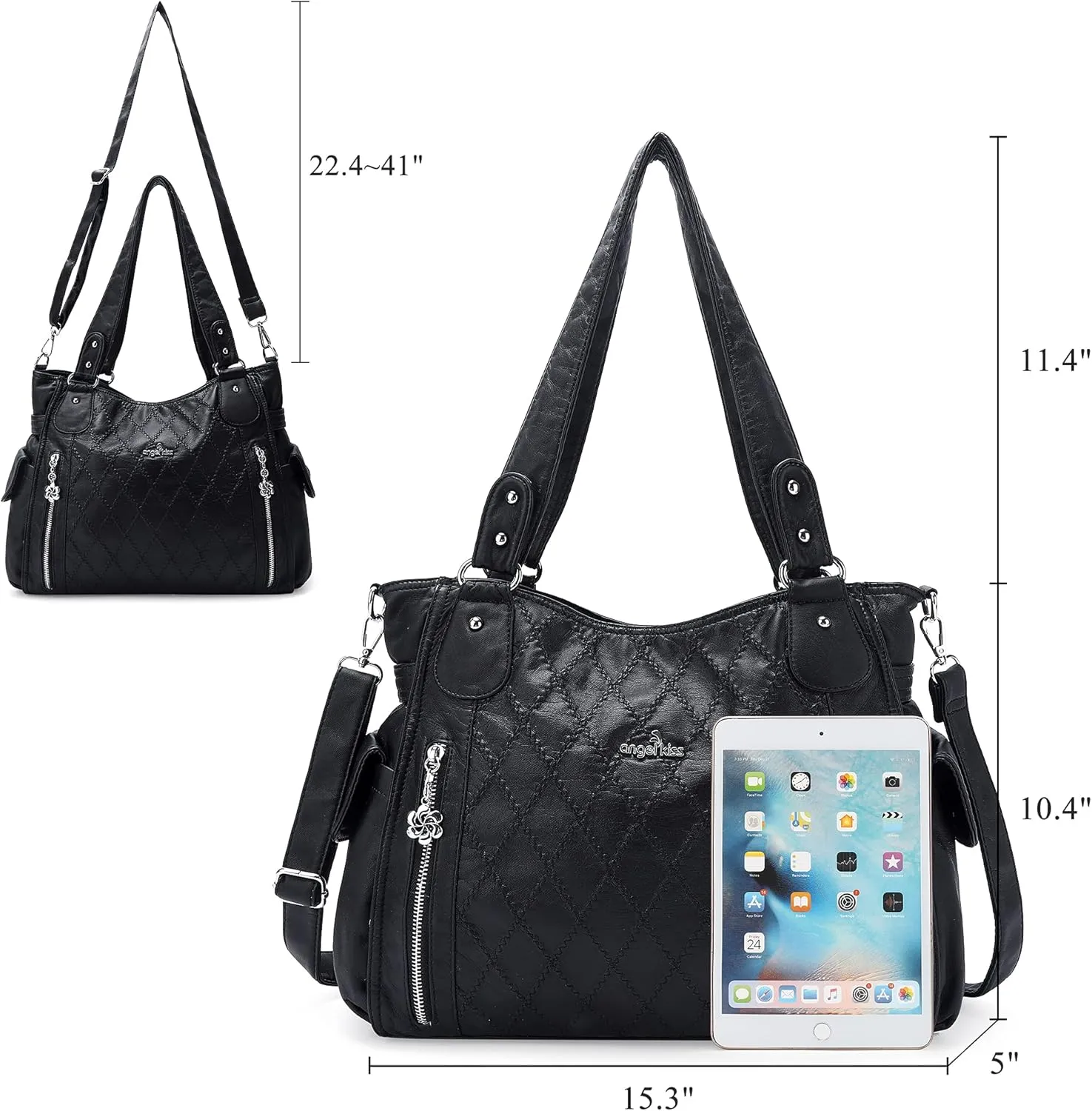 Angel Kiss Handbags for Womens Top-Handle Hobo Purse Roomy Casual Shoulder Bags PU Tote Satchel Purse for Women