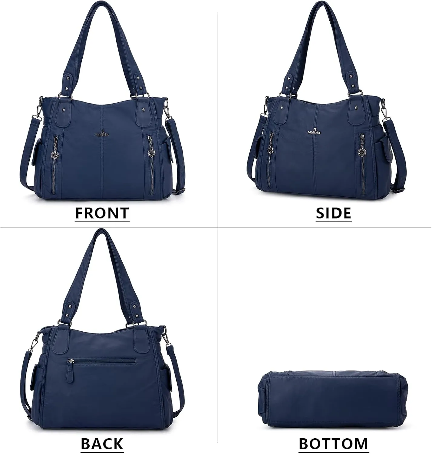 Angel Kiss Handbags for Womens Top-Handle Hobo Purse Roomy Casual Shoulder Bags PU Tote Satchel Purse for Women