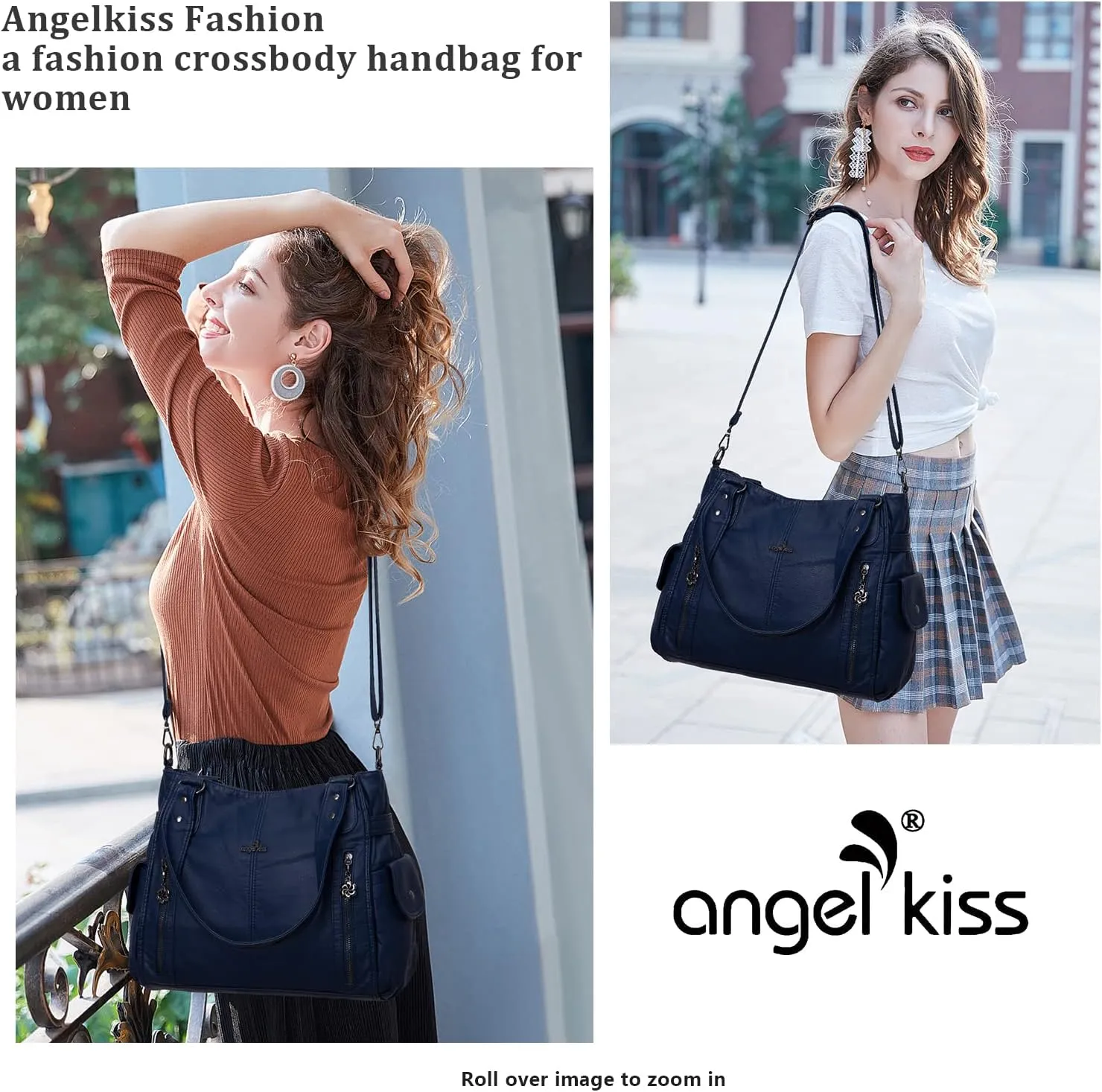Angel Kiss Handbags for Womens Top-Handle Hobo Purse Roomy Casual Shoulder Bags PU Tote Satchel Purse for Women