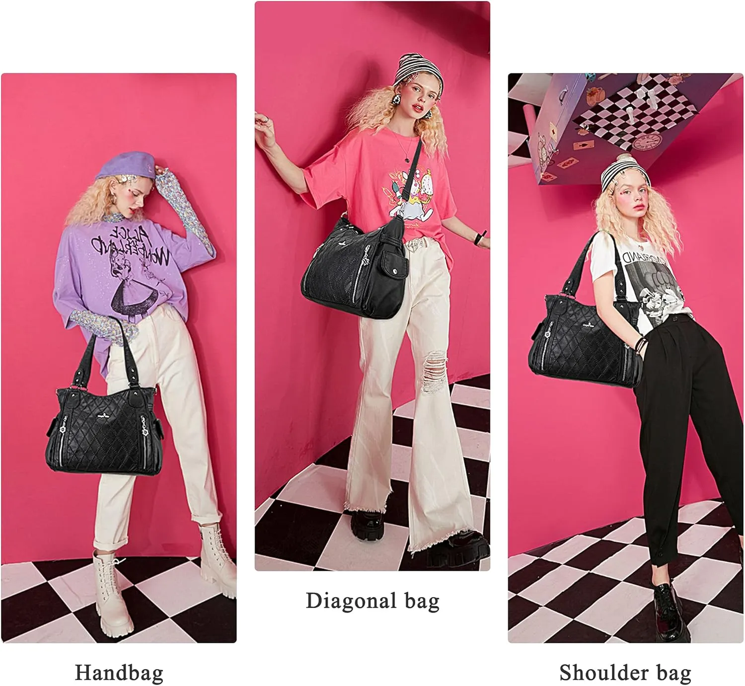 Angel Kiss Handbags for Womens Top-Handle Hobo Purse Roomy Casual Shoulder Bags PU Tote Satchel Purse for Women