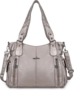Angel Kiss Handbags for Womens Top-Handle Hobo Purse Roomy Casual Shoulder Bags PU Tote Satchel Purse for Women