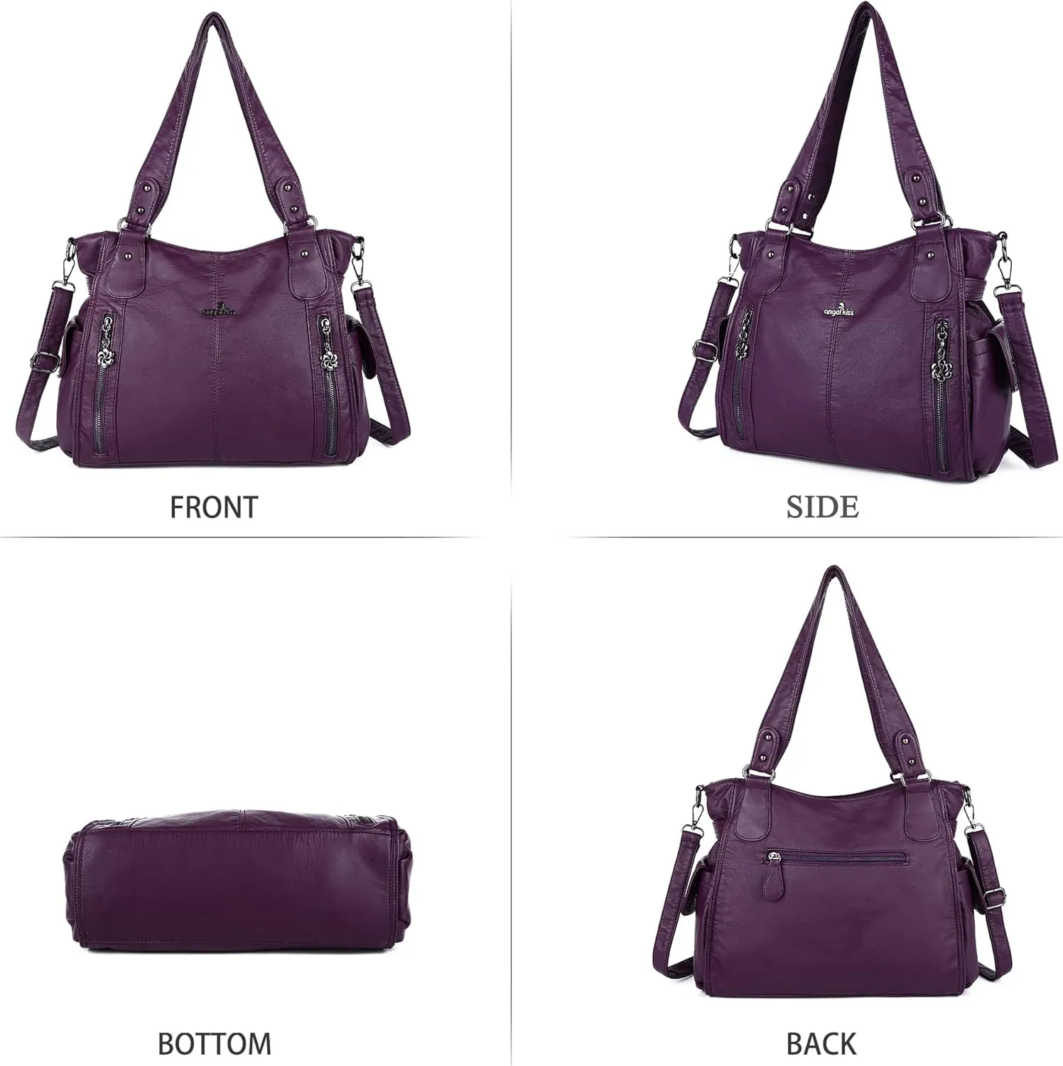 Angel Kiss Handbags for Womens Top-Handle Hobo Purse Roomy Casual Shoulder Bags PU Tote Satchel Purse for Women