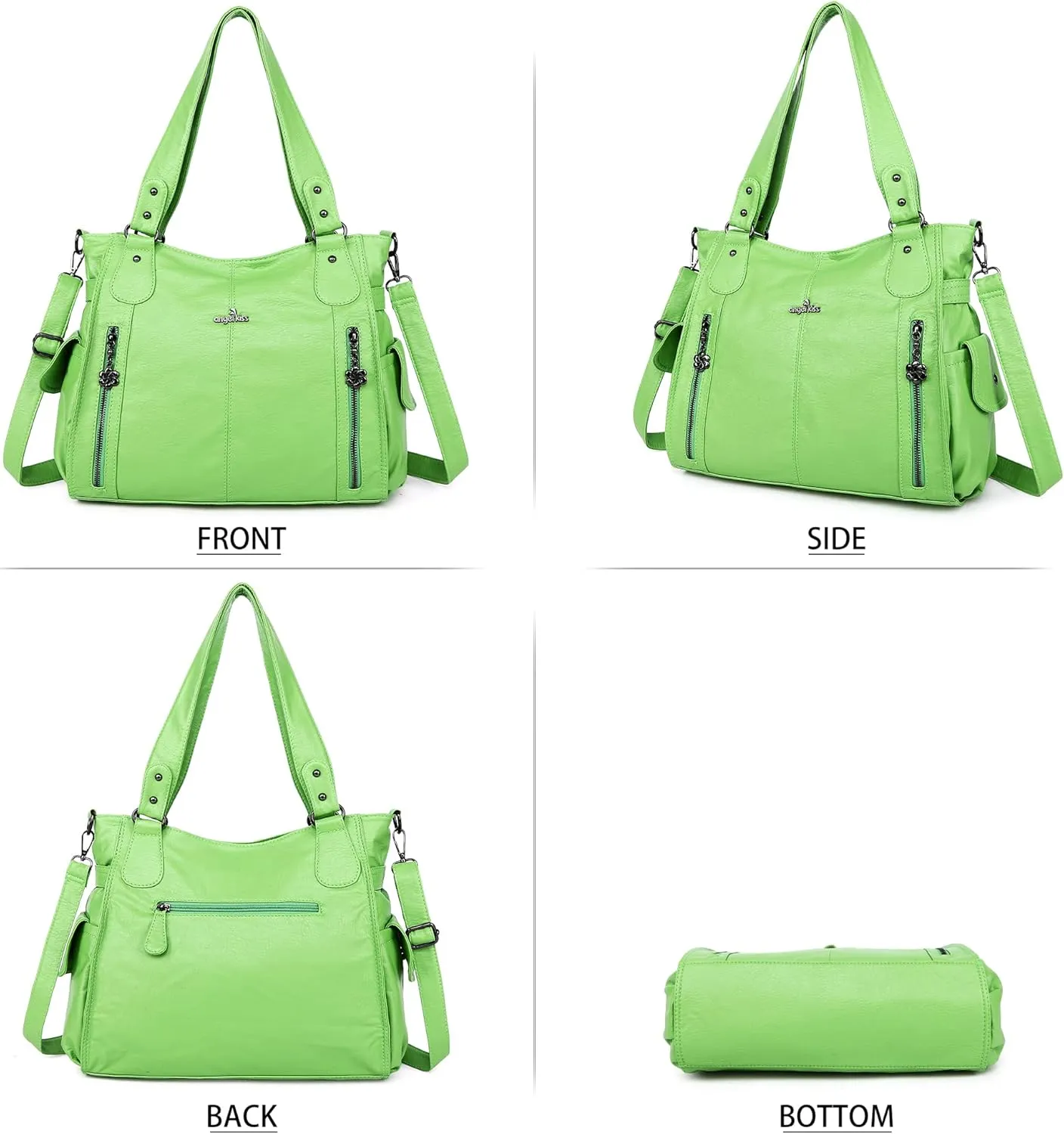 Angel Kiss Handbags for Womens Top-Handle Hobo Purse Roomy Casual Shoulder Bags PU Tote Satchel Purse for Women