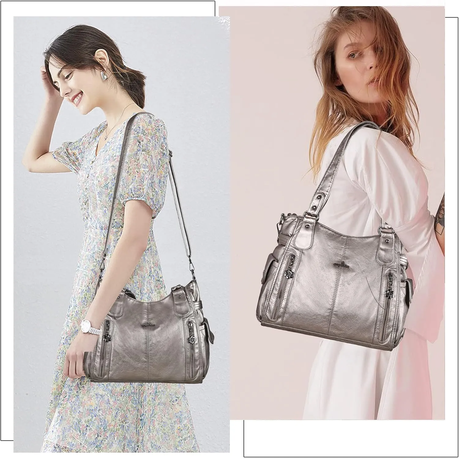 Angel Kiss Handbags for Womens Top-Handle Hobo Purse Roomy Casual Shoulder Bags PU Tote Satchel Purse for Women