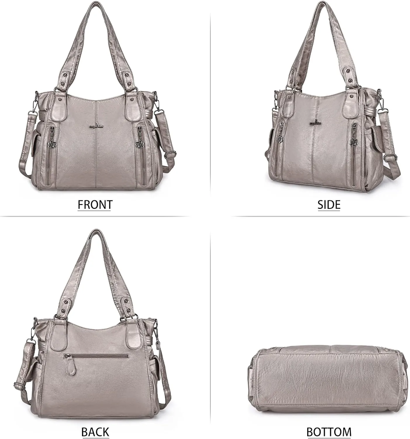 Angel Kiss Handbags for Womens Top-Handle Hobo Purse Roomy Casual Shoulder Bags PU Tote Satchel Purse for Women