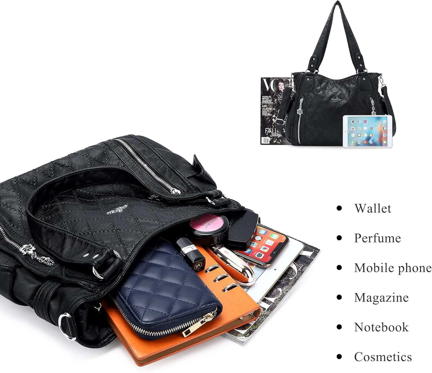 Angel Kiss Handbags for Womens Top-Handle Hobo Purse Roomy Casual Shoulder Bags PU Tote Satchel Purse for Women
