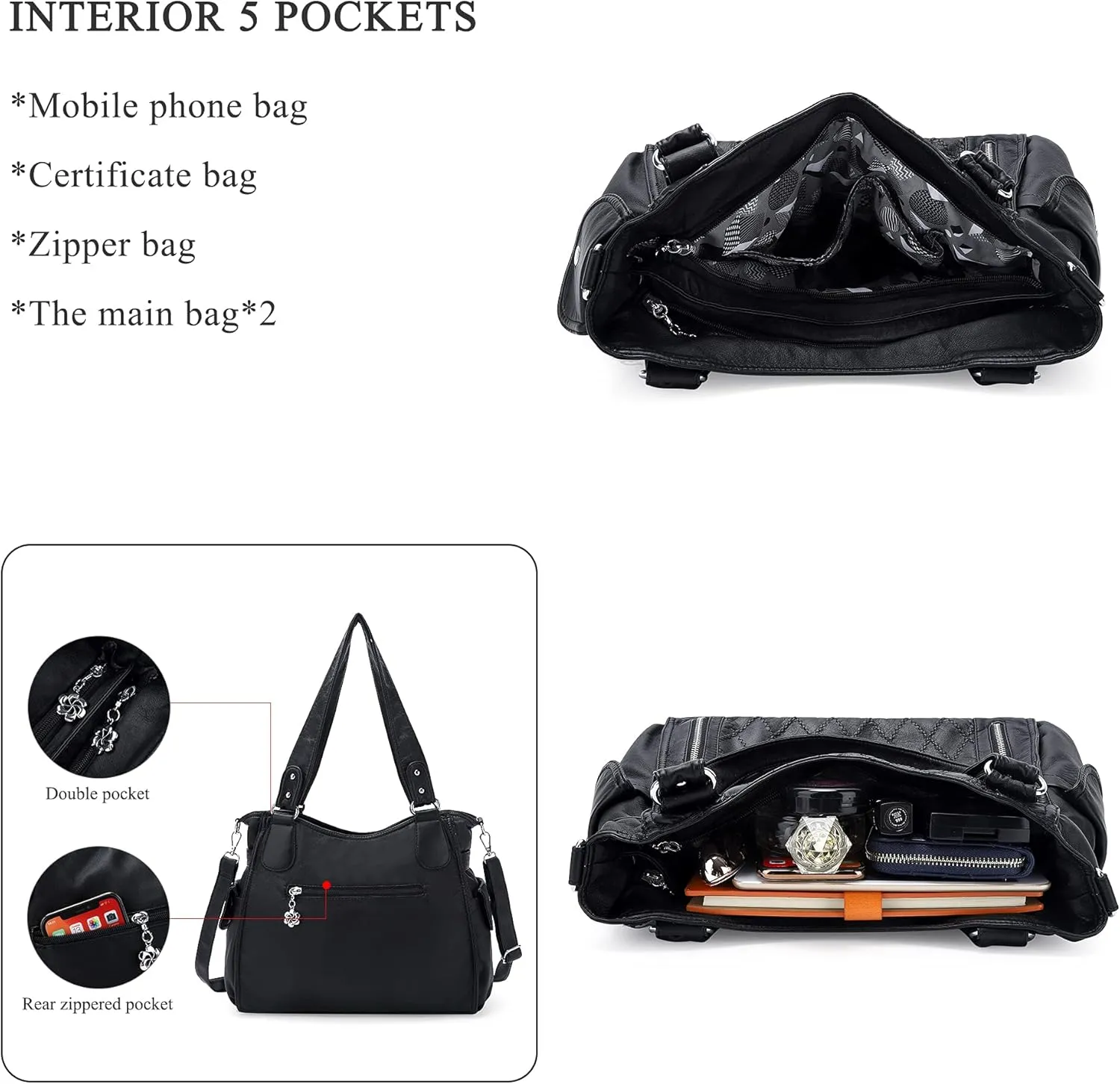 Angel Kiss Handbags for Womens Top-Handle Hobo Purse Roomy Casual Shoulder Bags PU Tote Satchel Purse for Women
