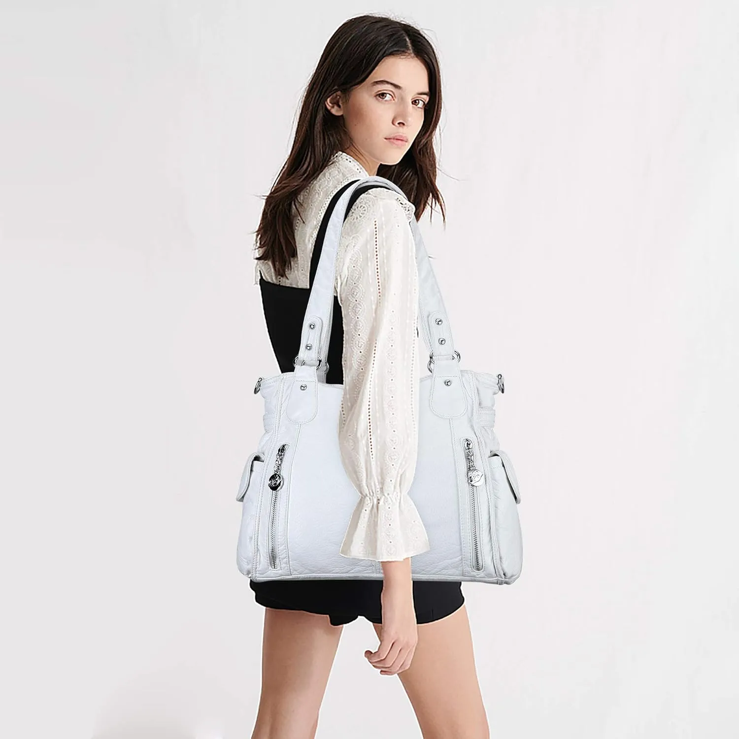 Angel Kiss Handbags for Womens Top-Handle Hobo Purse Roomy Casual Shoulder Bags PU Tote Satchel Purse for Women