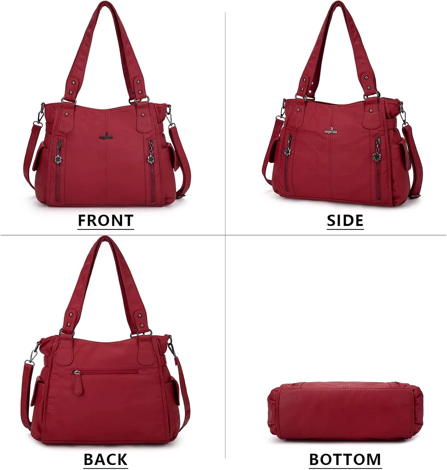 Angel Kiss Handbags for Womens Top-Handle Hobo Purse Roomy Casual Shoulder Bags PU Tote Satchel Purse for Women