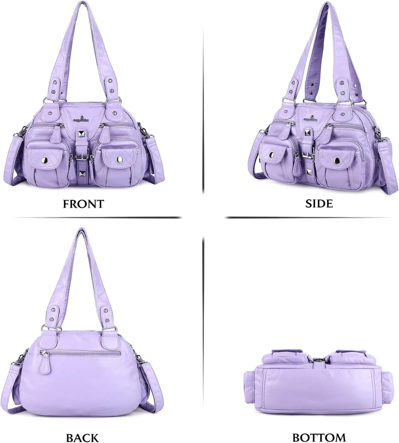 Angel Kiss Hobo Crossbody Purses for Women Shoulder Bag Multipocket Soft Hobo Purses Removable Strap Leather Handbags