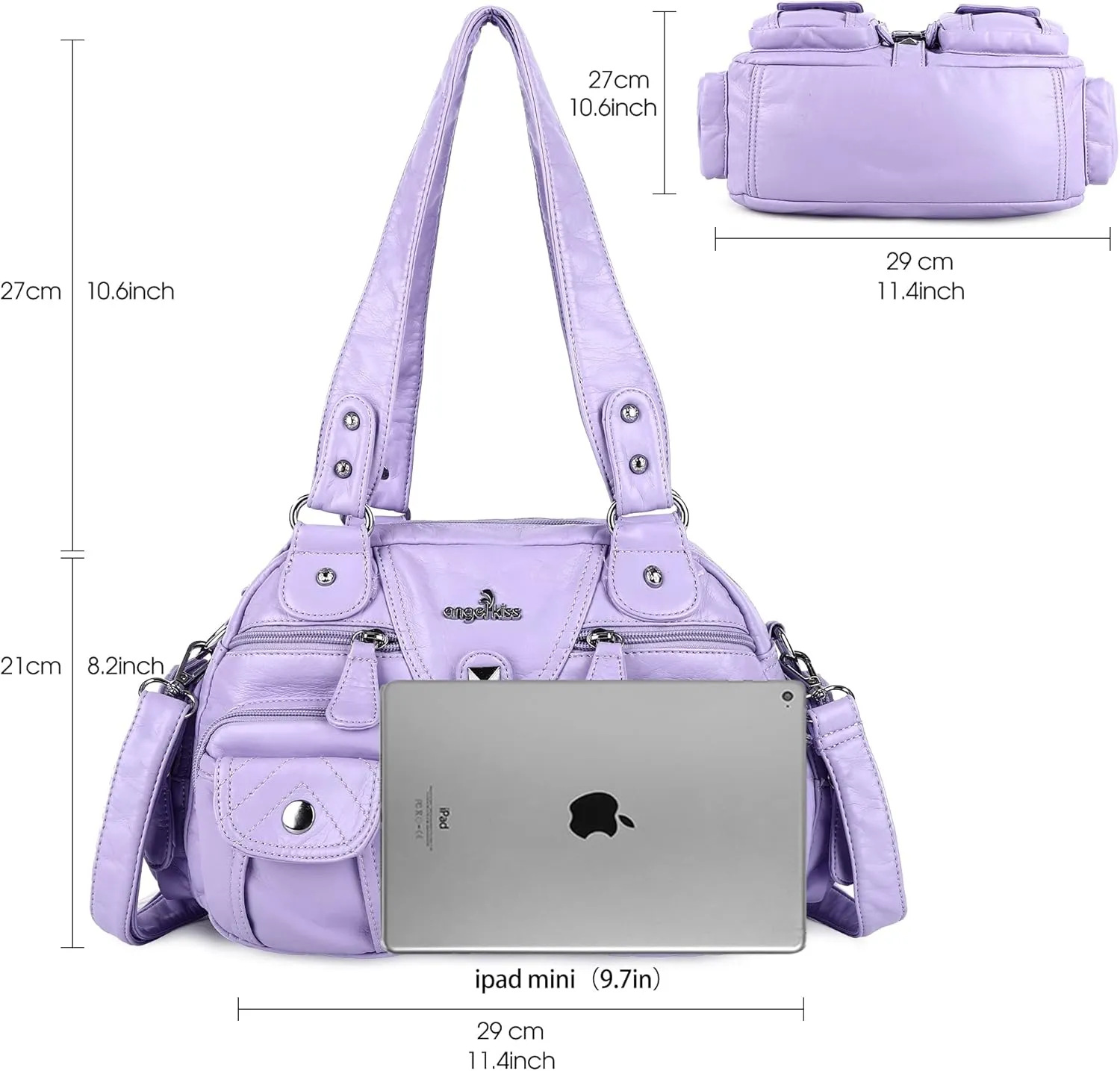 Angel Kiss Hobo Crossbody Purses for Women Shoulder Bag Multipocket Soft Hobo Purses Removable Strap Leather Handbags