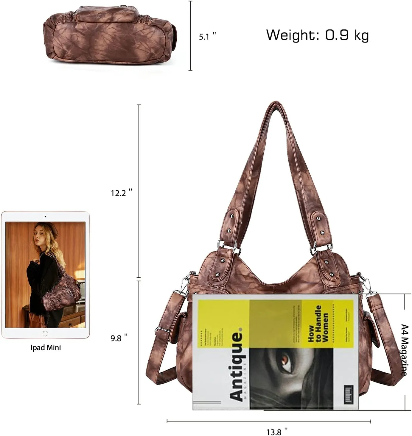 Angel Kiss Hobo Handbags for Women Soft PU Leather Shoulder Handbags Ladies Purses
