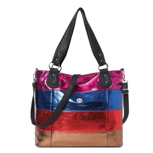 Angel Kiss Hobo Purses for Women Multi-Color Striped Lattice Cross Body Shoulder Purse Bag Tote Handbag
