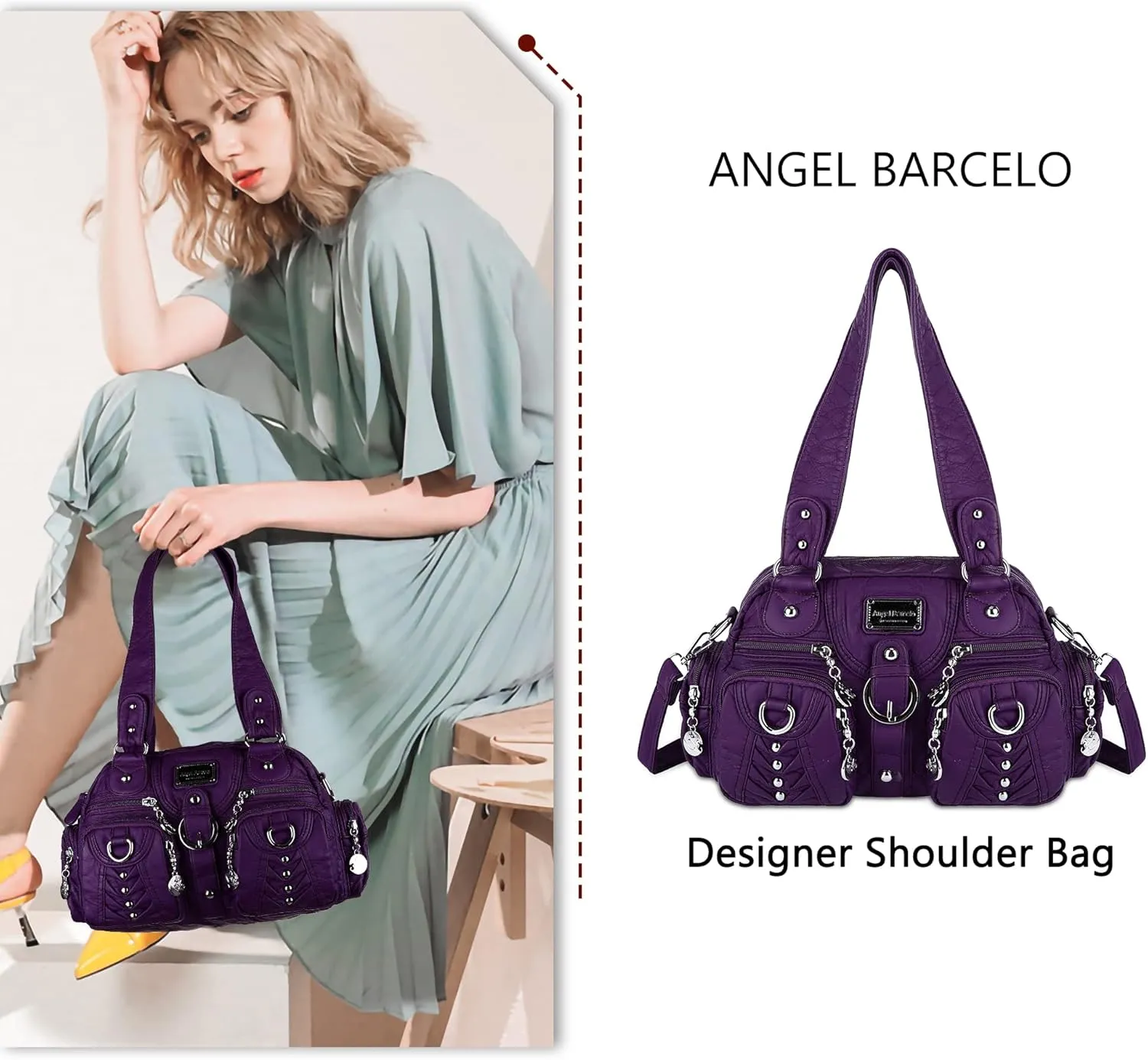 Angel Kiss Large Hobo Bags for Women Crossbody Bag Travel Shoulder bag Roomy Multi-functional Vegan Leather Satchel Tote