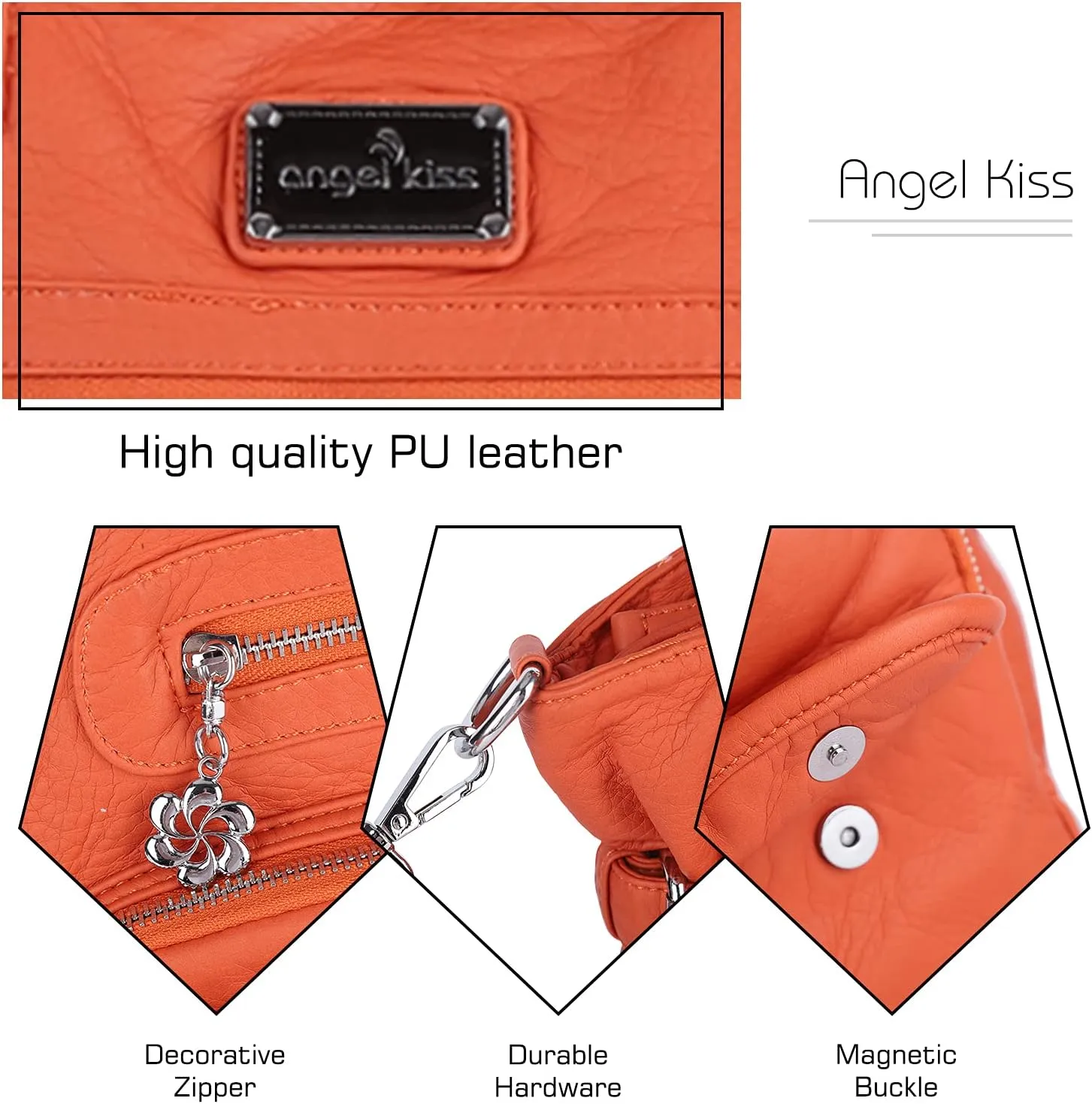 Angel Kiss Purses and Handbag for Women Soft PU Leather Shoulder Handbag Women Tote Satchel Bags Top Handle Satchel