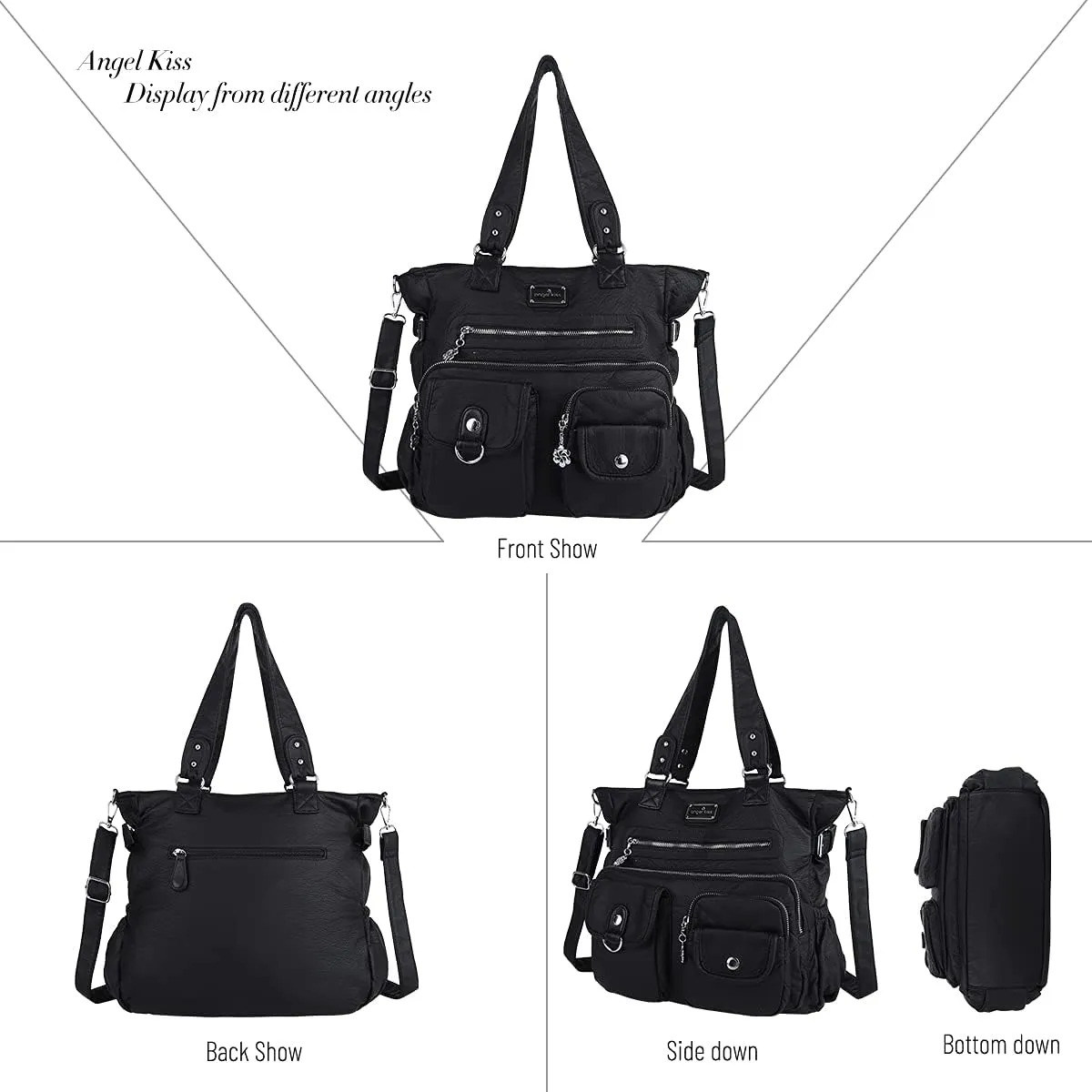 Angel Kiss Purses and Handbag for Women Soft PU Leather Shoulder Handbag Women Tote Satchel Bags Top Handle Satchel