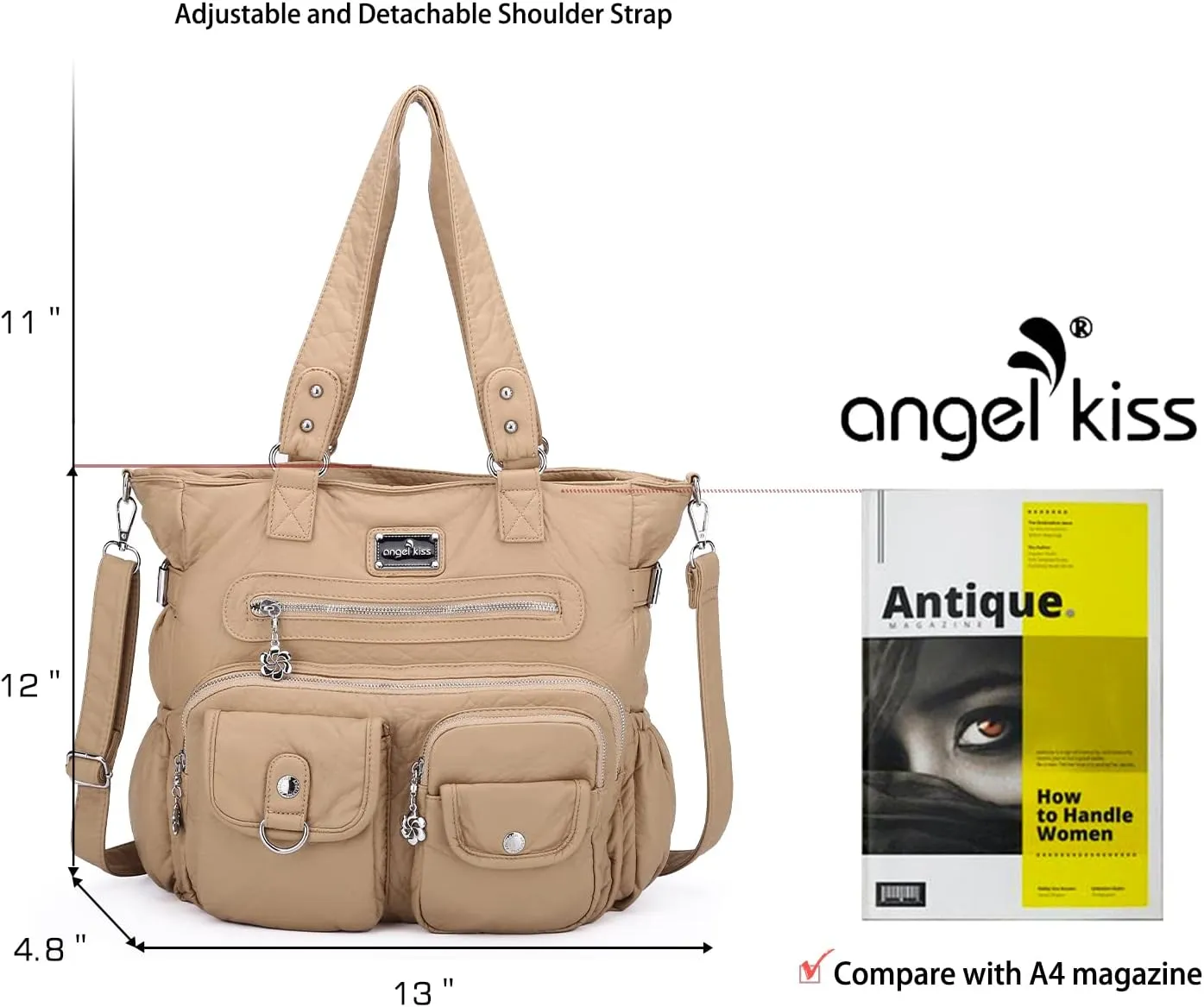 Angel Kiss Purses and Handbag for Women Soft PU Leather Shoulder Handbag Women Tote Satchel Bags Top Handle Satchel
