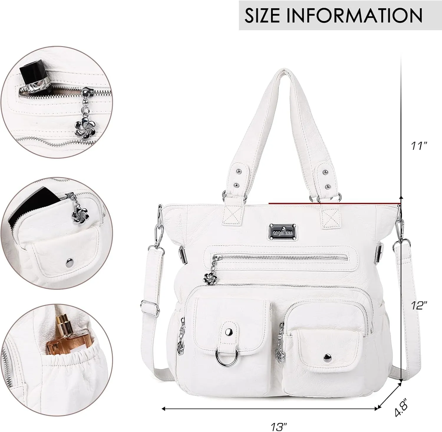 Angel Kiss Purses and Handbag for Women Soft PU Leather Shoulder Handbag Women Tote Satchel Bags Top Handle Satchel