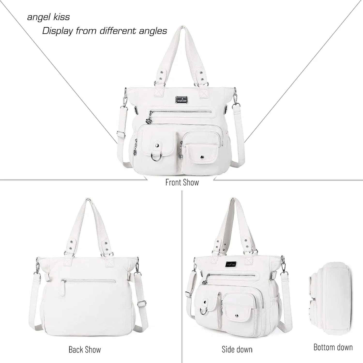 Angel Kiss Purses and Handbag for Women Soft PU Leather Shoulder Handbag Women Tote Satchel Bags Top Handle Satchel