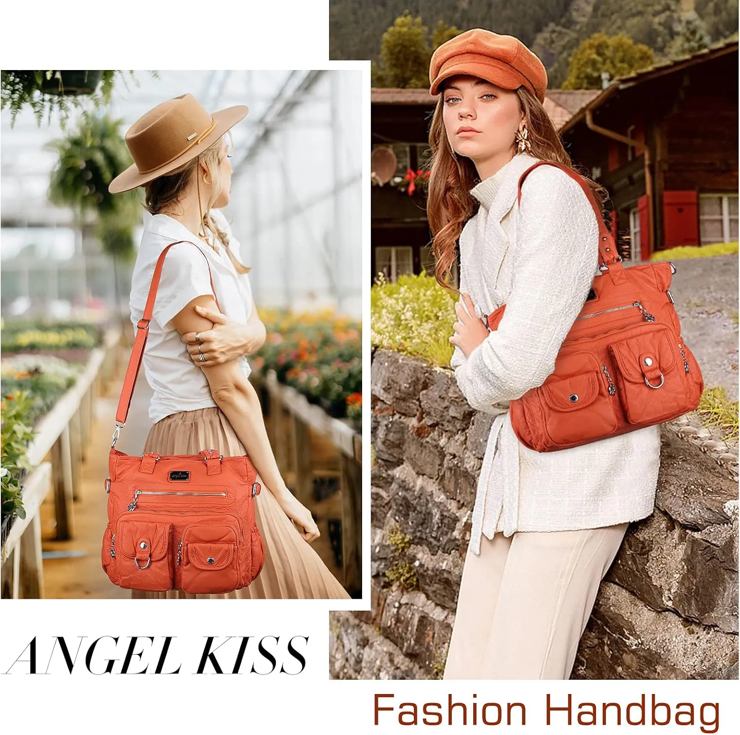 Angel Kiss Purses and Handbag for Women Soft PU Leather Shoulder Handbag Women Tote Satchel Bags Top Handle Satchel