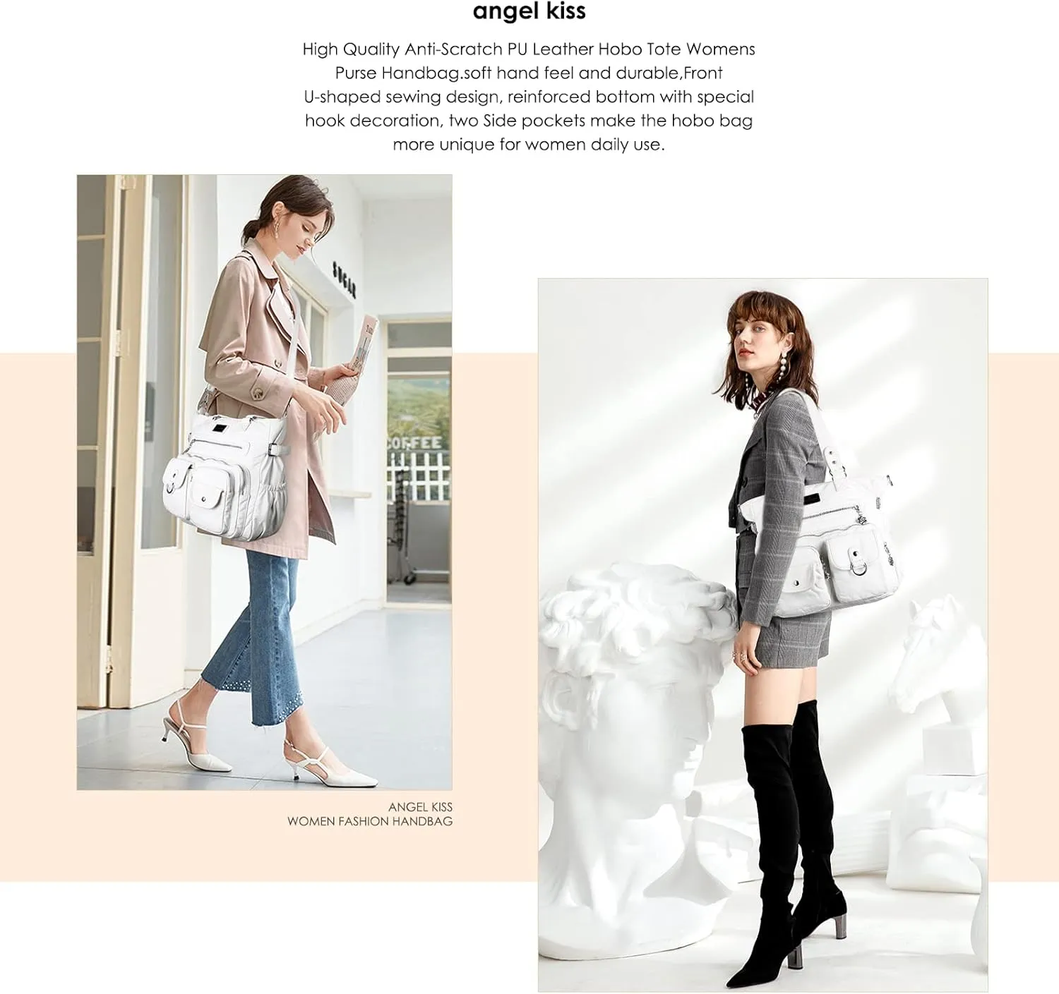 Angel Kiss Purses and Handbag for Women Soft PU Leather Shoulder Handbag Women Tote Satchel Bags Top Handle Satchel