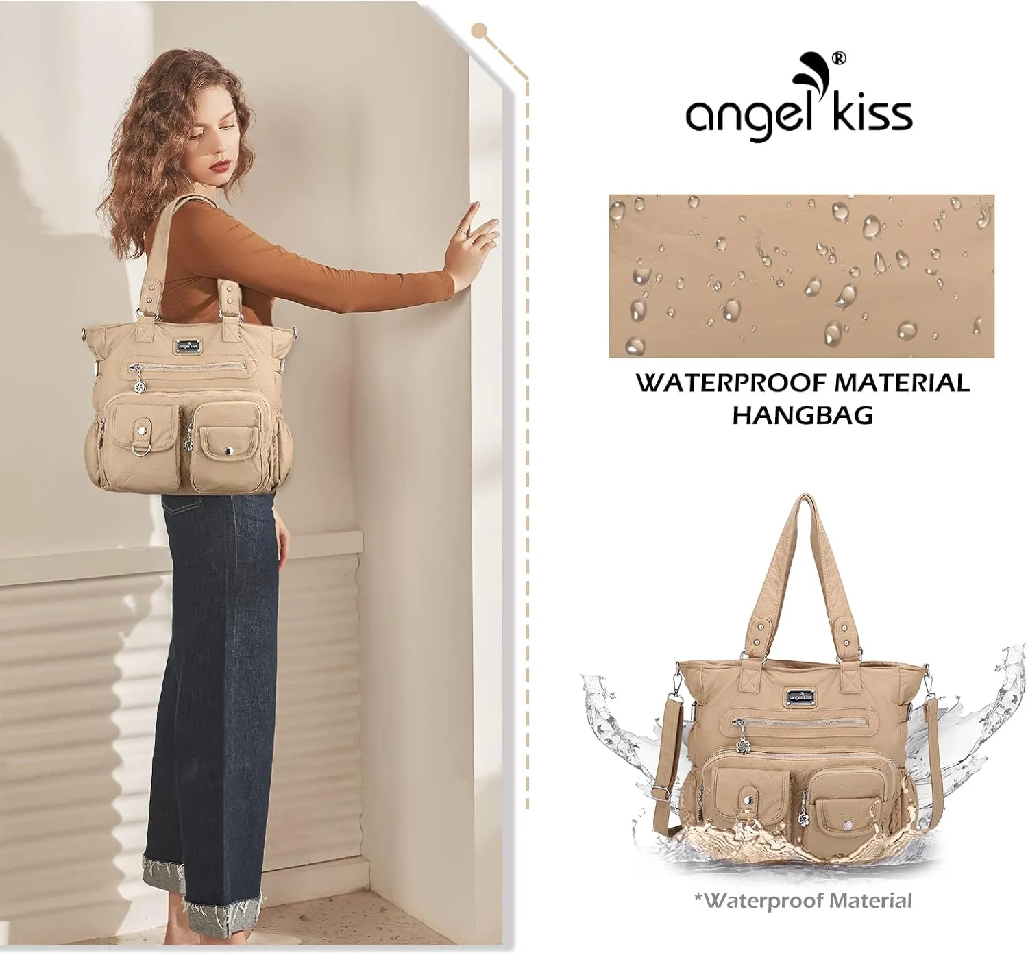 Angel Kiss Purses and Handbag for Women Soft PU Leather Shoulder Handbag Women Tote Satchel Bags Top Handle Satchel