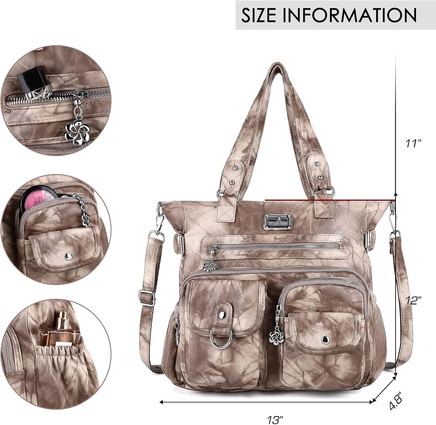 Angel Kiss Purses and Handbag for Women Soft PU Leather Shoulder Handbag Women Tote Satchel Bags Top Handle Satchel