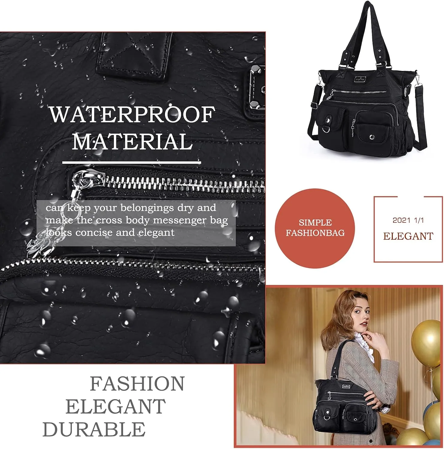 Angel Kiss Purses and Handbag for Women Soft PU Leather Shoulder Handbag Women Tote Satchel Bags Top Handle Satchel
