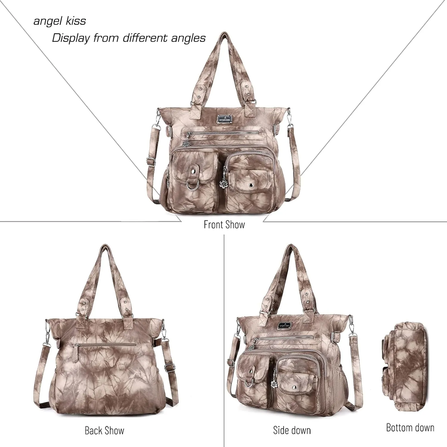 Angel Kiss Purses and Handbag for Women Soft PU Leather Shoulder Handbag Women Tote Satchel Bags Top Handle Satchel