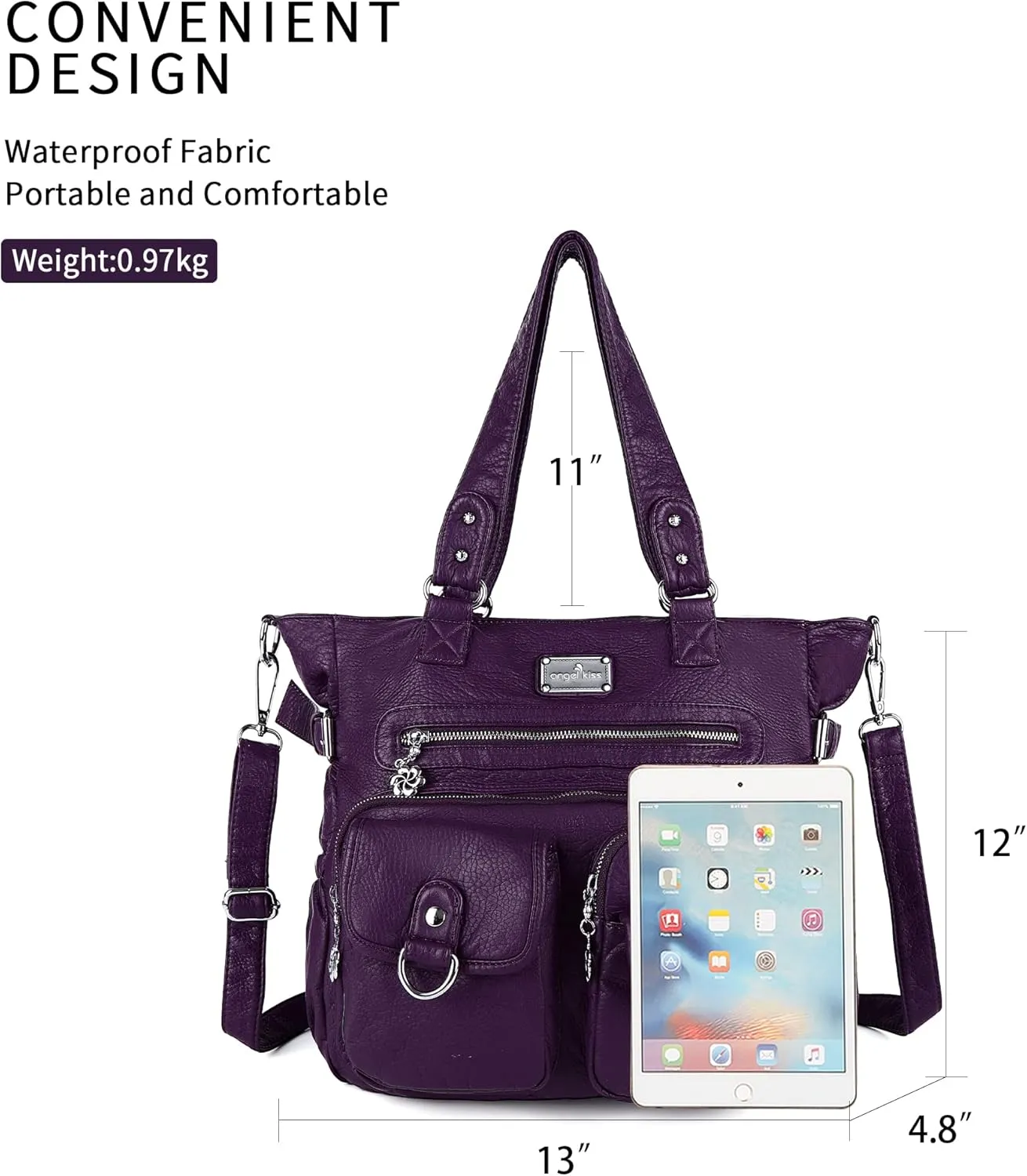 Angel Kiss Purses and Handbag for Women Soft PU Leather Shoulder Handbag Women Tote Satchel Bags Top Handle Satchel