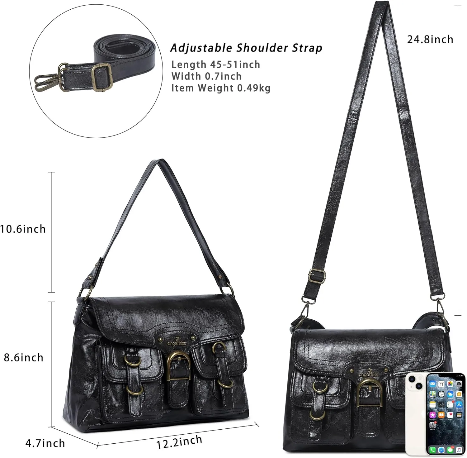 Angel Kiss Purses and Handbags for Women,Vegan Leather Hobo Purses Crossbody Hobo Bag Tote Satchel Handbags