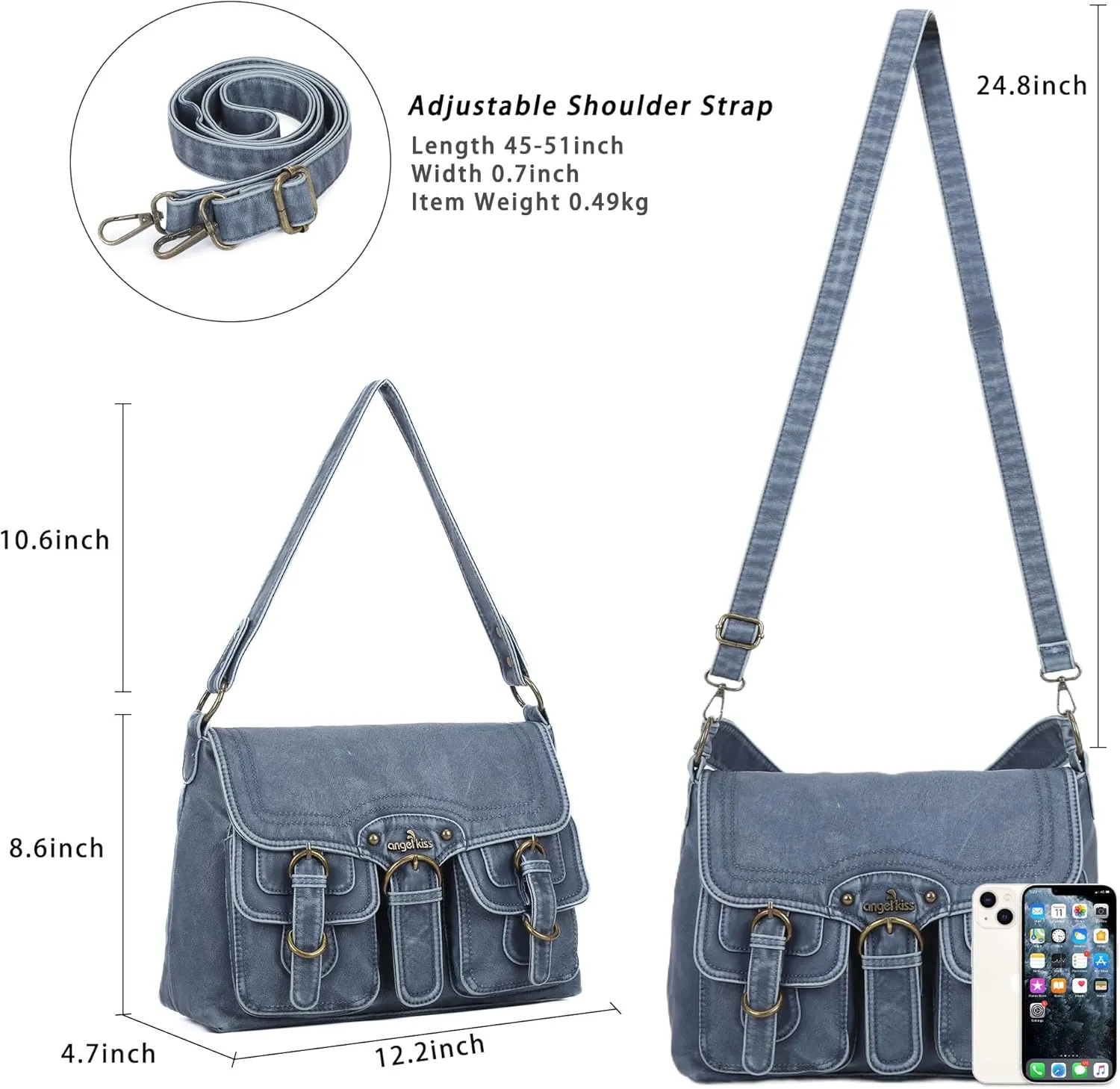 Angel Kiss Purses and Handbags for Women,Vegan Leather Hobo Purses Crossbody Hobo Bag Tote Satchel Handbags