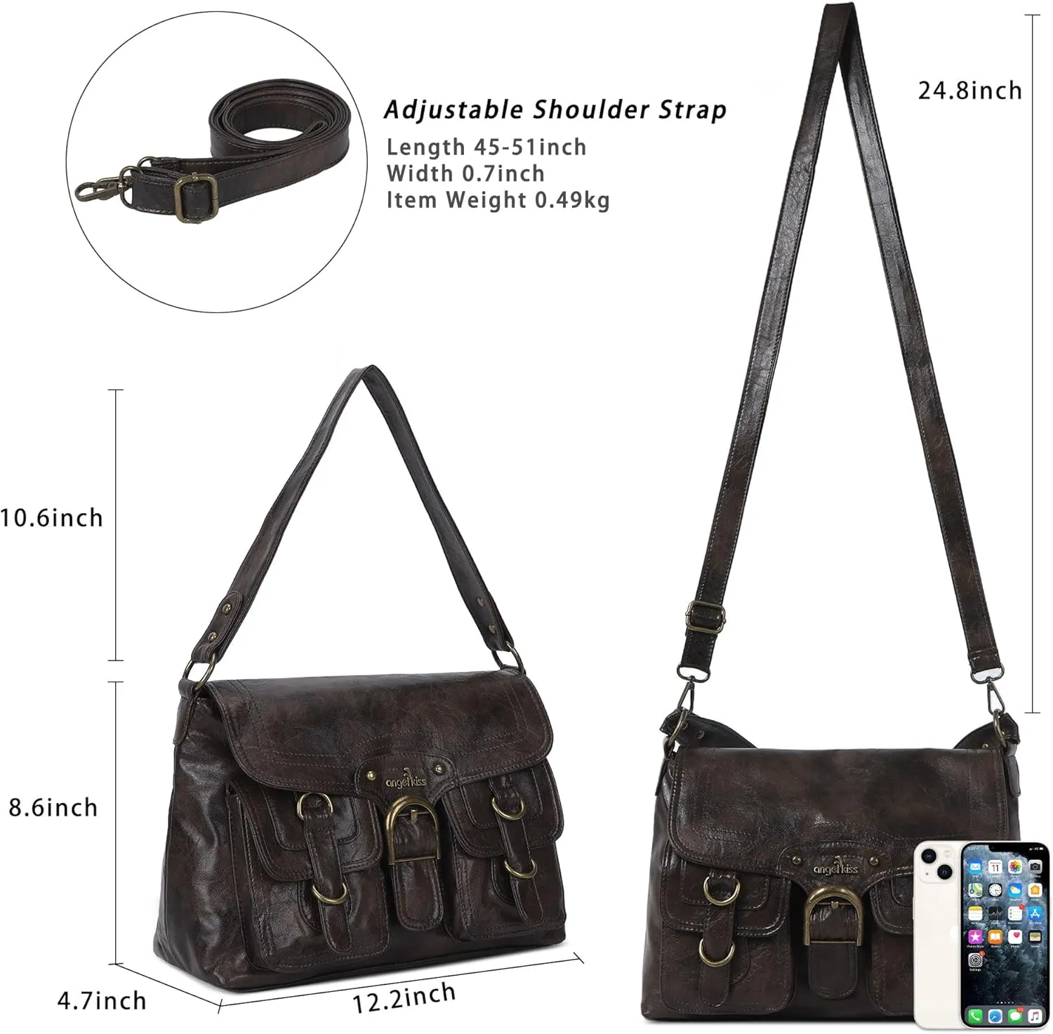 Angel Kiss Purses and Handbags for Women,Vegan Leather Hobo Purses Crossbody Hobo Bag Tote Satchel Handbags