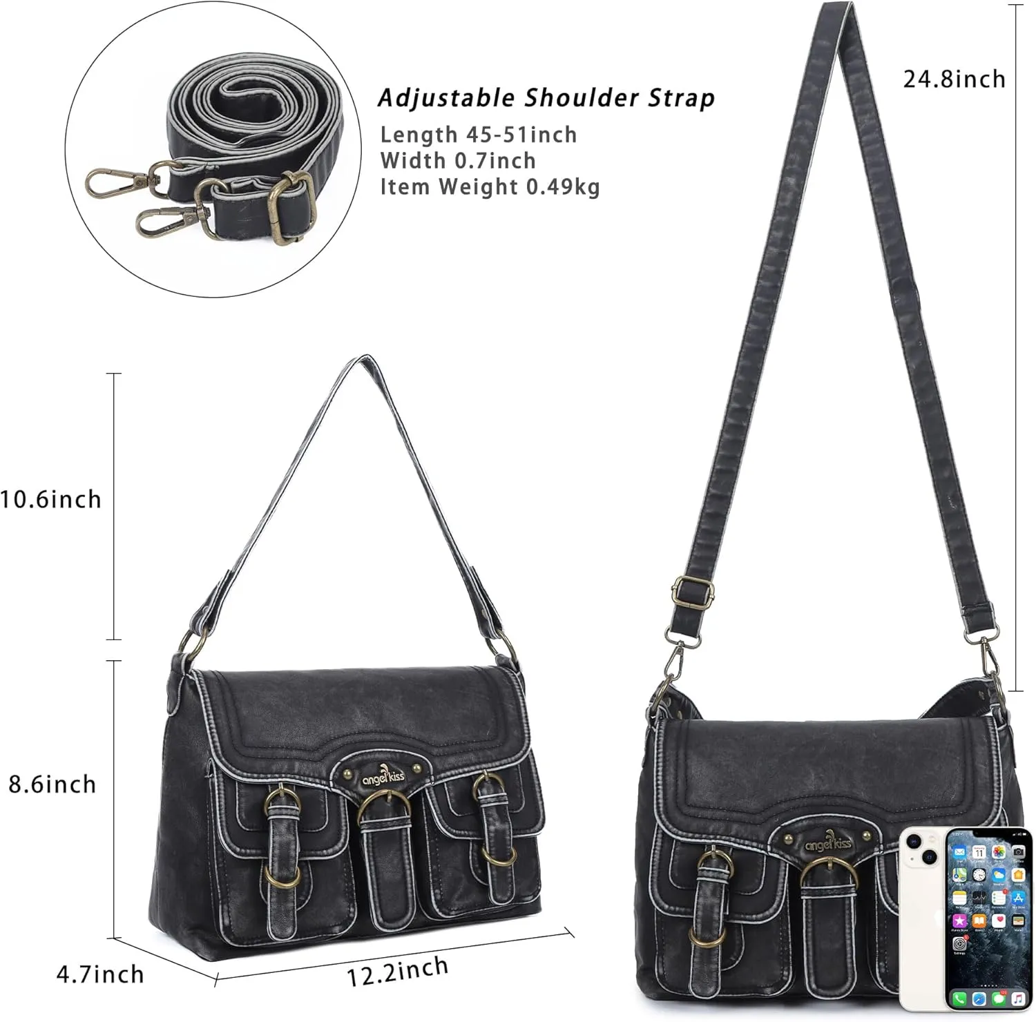 Angel Kiss Purses and Handbags for Women,Vegan Leather Hobo Purses Crossbody Hobo Bag Tote Satchel Handbags