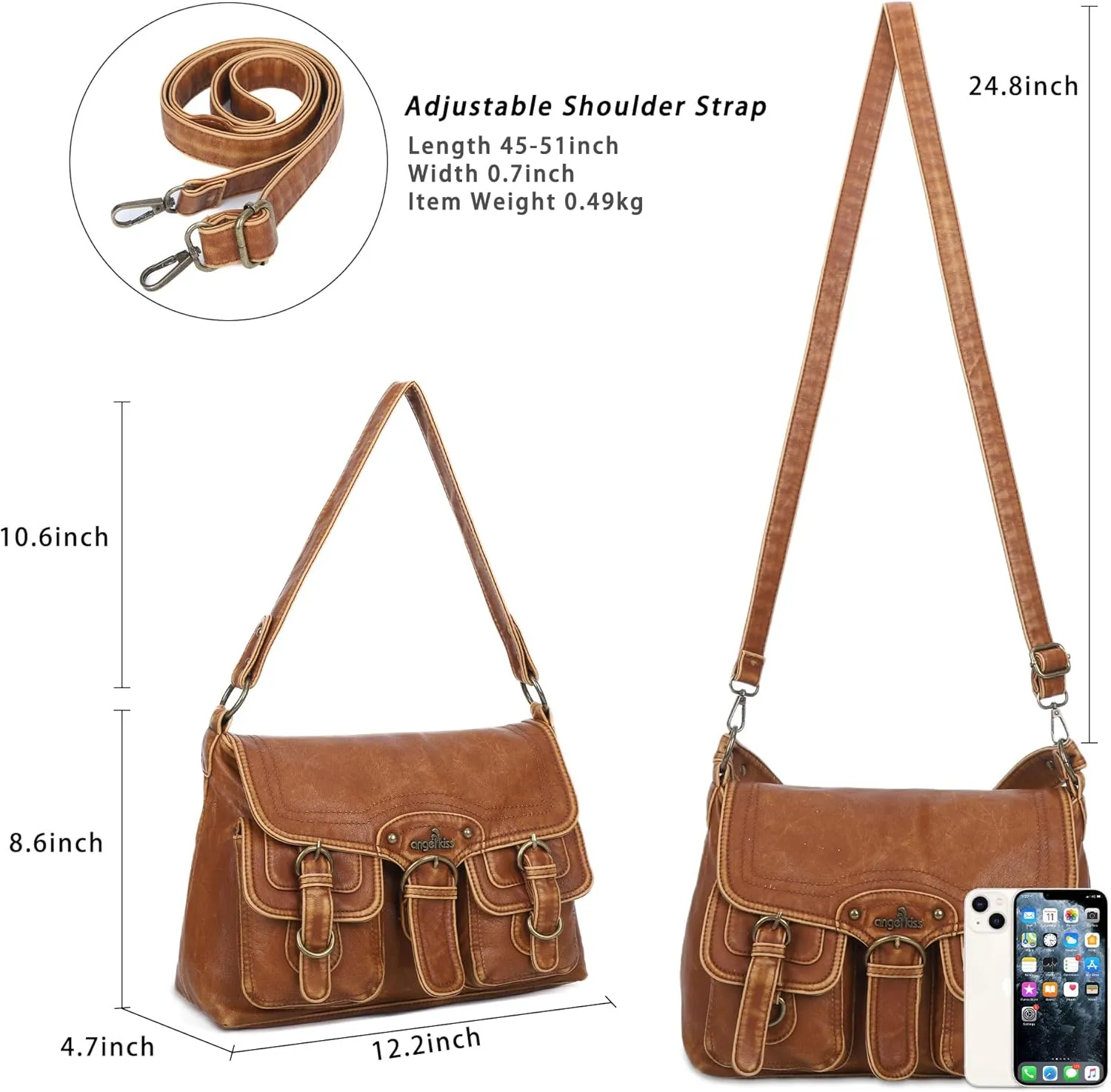 Angel Kiss Purses and Handbags for Women,Vegan Leather Hobo Purses Crossbody Hobo Bag Tote Satchel Handbags