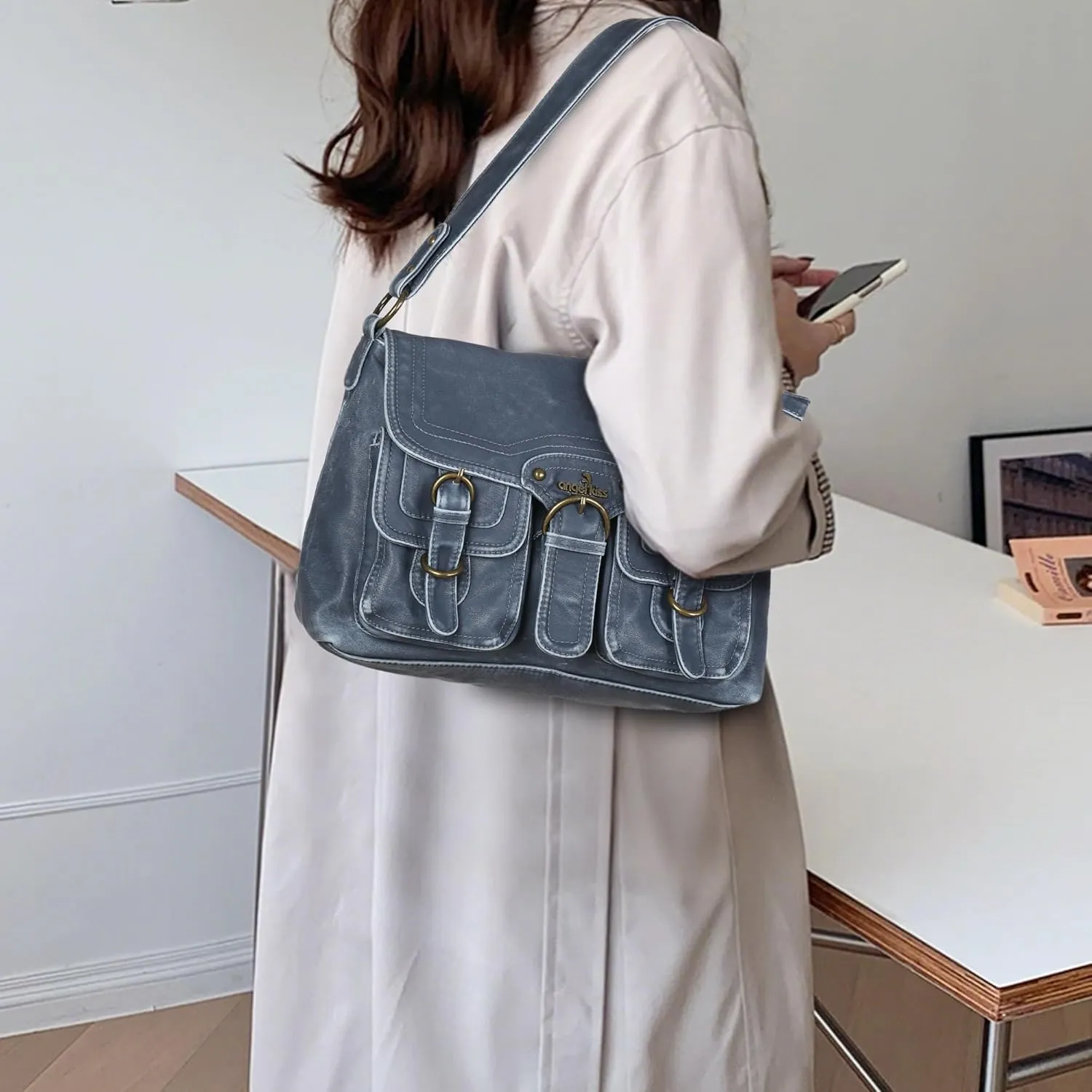 Angel Kiss Purses and Handbags for Women,Vegan Leather Hobo Purses Crossbody Hobo Bag Tote Satchel Handbags