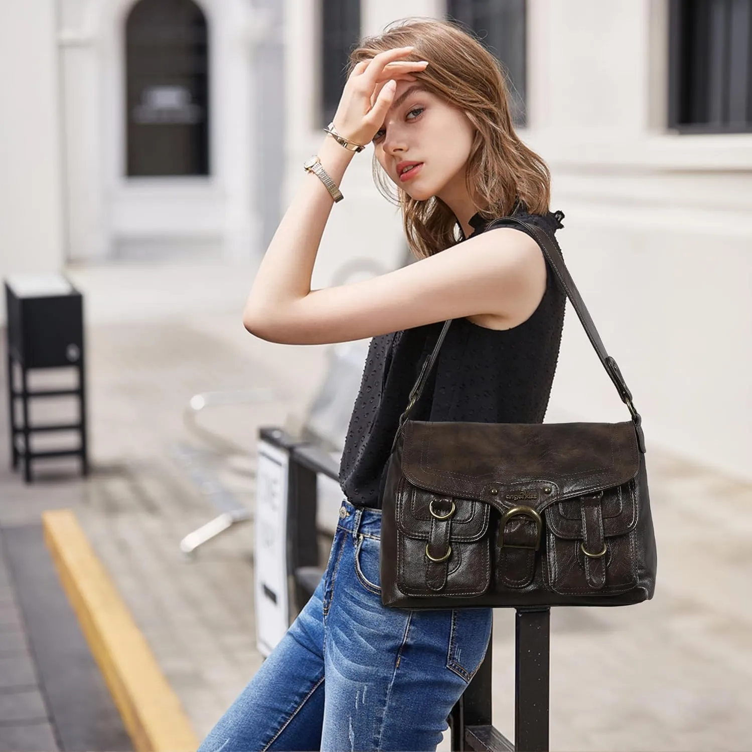 Angel Kiss Purses and Handbags for Women,Vegan Leather Hobo Purses Crossbody Hobo Bag Tote Satchel Handbags