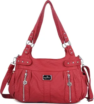 Angelkiss Large Purses and Handbags for Women Washed Faux Leather Crossbody Hobo Satchel Shoulder Handbag Tote Purse