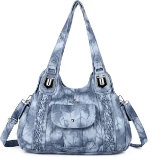 Angelkiss Purses and Handbags for Women Washed Vegan Leather Crossbody Hobo Satchel Shoulder Tote Purse