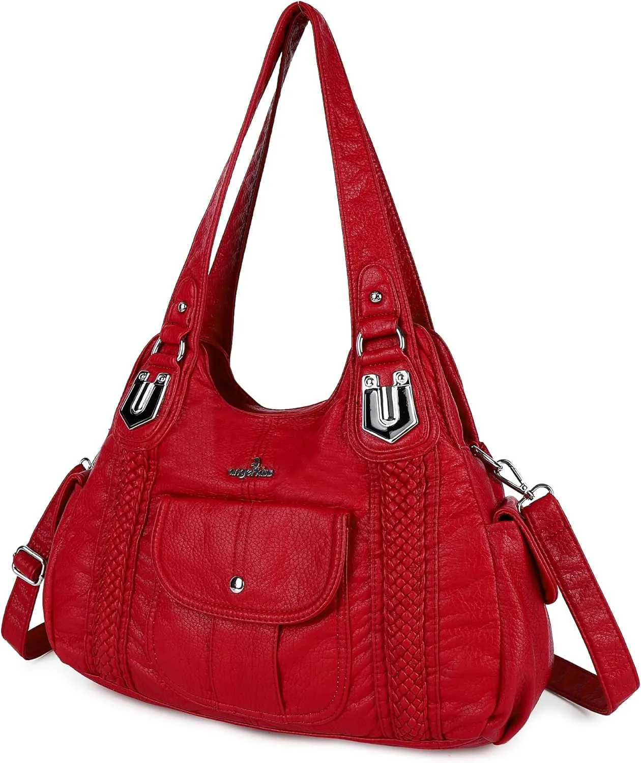 Angelkiss Purses and Handbags for Women Washed Vegan Leather Crossbody Hobo Satchel Shoulder Tote Purse