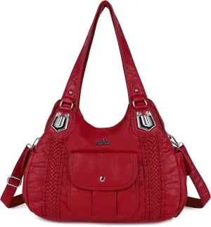 Angelkiss Purses and Handbags for Women Washed Vegan Leather Crossbody Hobo Satchel Shoulder Tote Purse